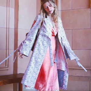 Pale pink dainty floral Duster Coat